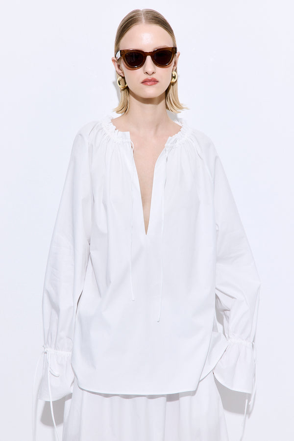 Ruffled Poplin Blouse