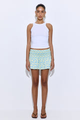 Shirred Waist Mini Skirt