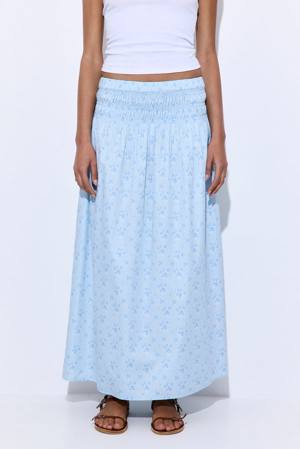 Shirred Waist Maxi Skirt