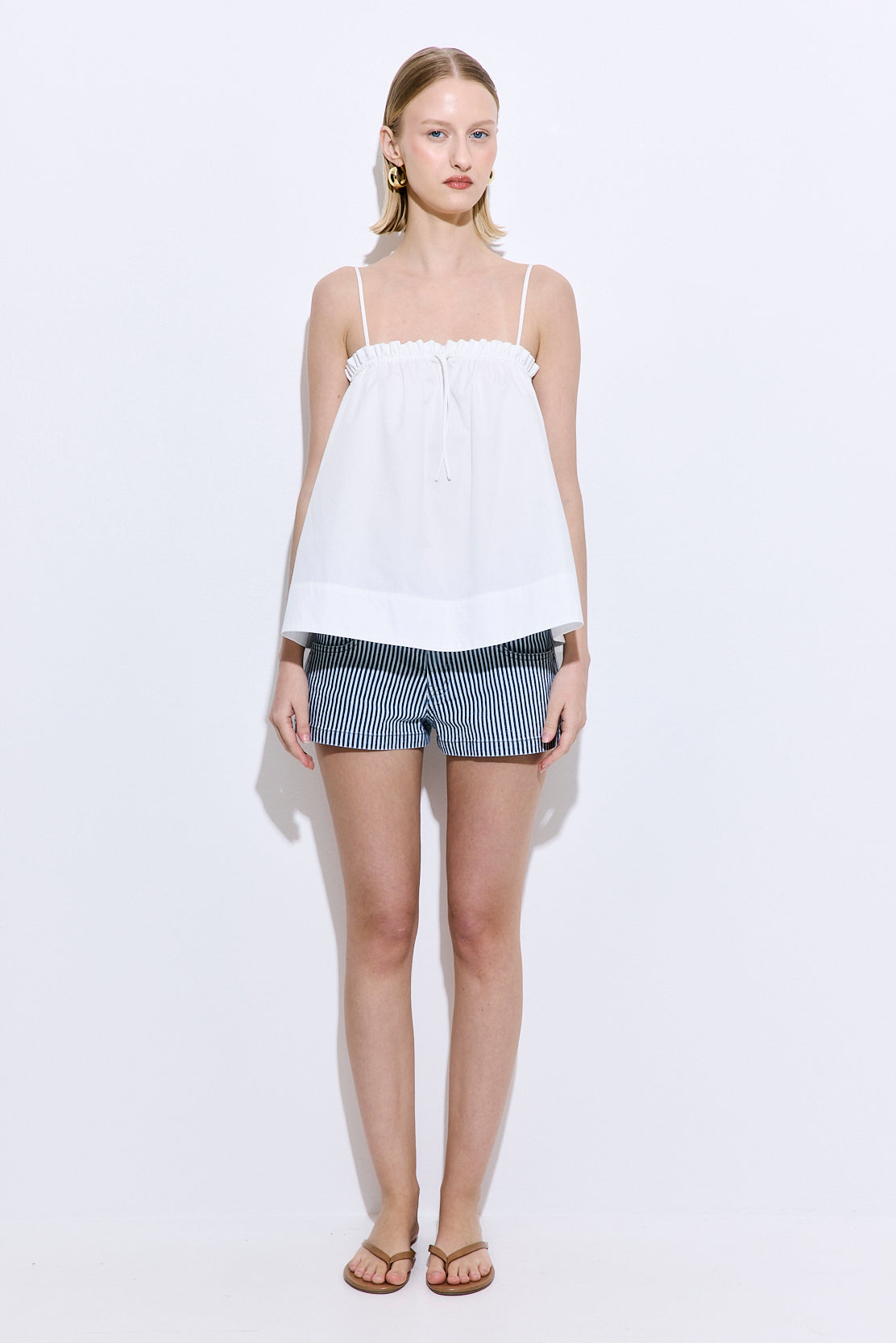 Ruffled Poplin Strappy Top