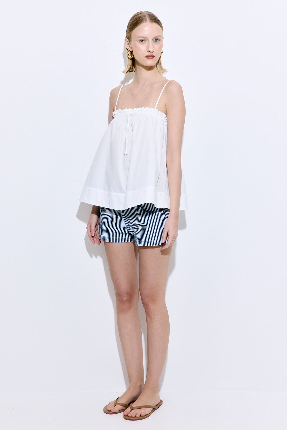Ruffled Poplin Strappy Top