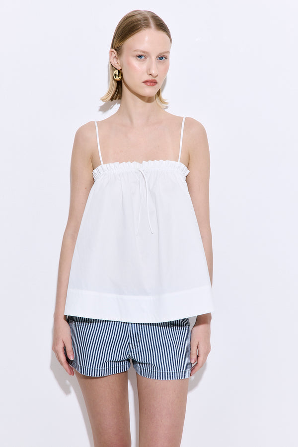 Ruffled Poplin Strappy Top