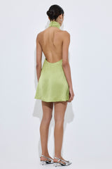 High Collar Satin Mini Dress