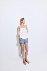 Ruffled Poplin Strappy Top