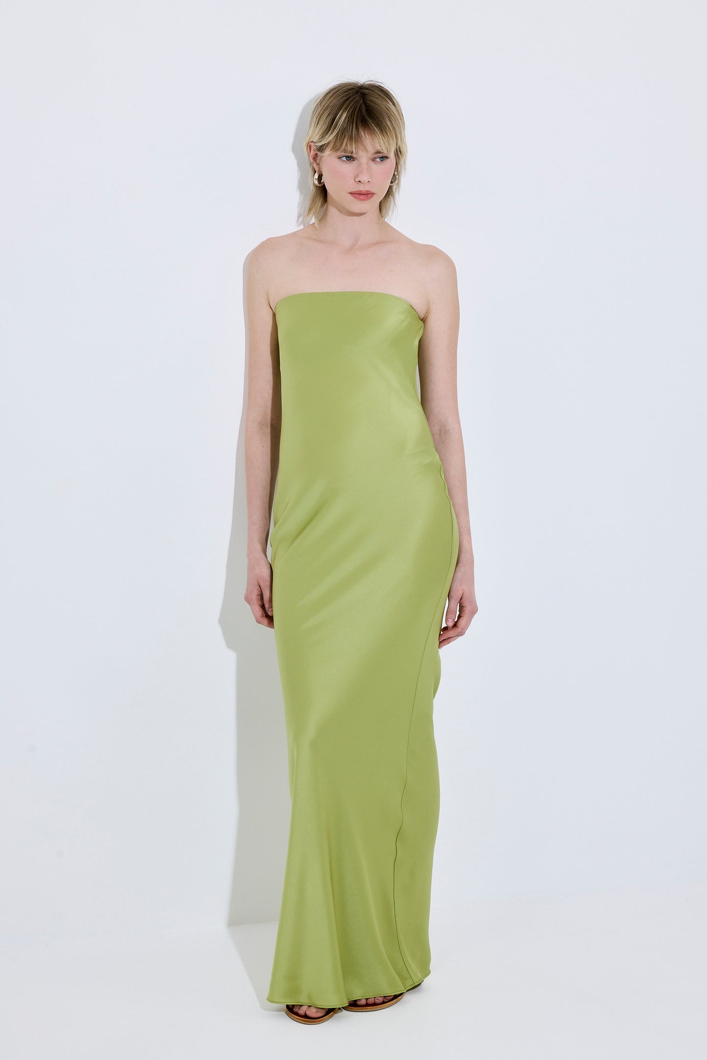 Satin Strapless Maxi Dress
