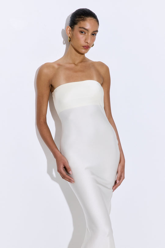 Satin Strapless Maxi Dress