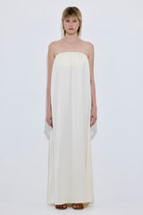 Gathered Strapless Satin Dress