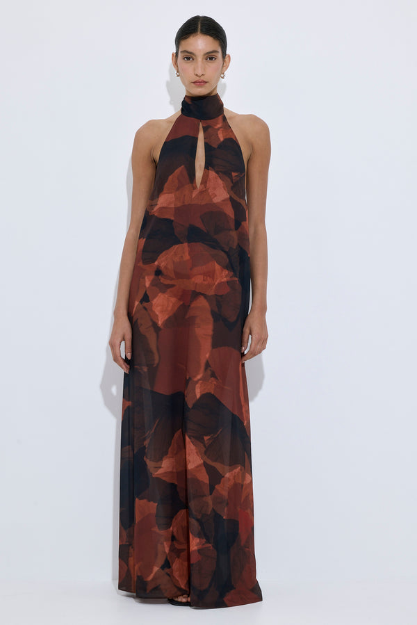 Semi Sheer Collar Maxi Dress