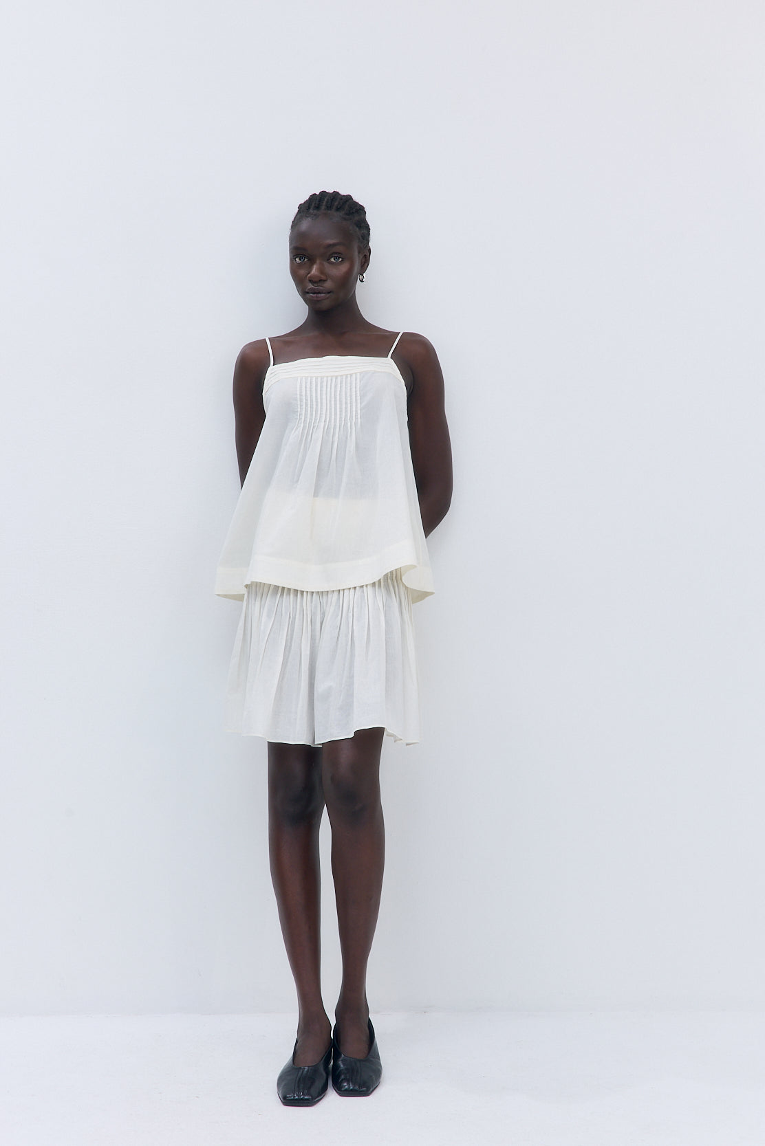 Semi Sheer Pleated Midi Skirt