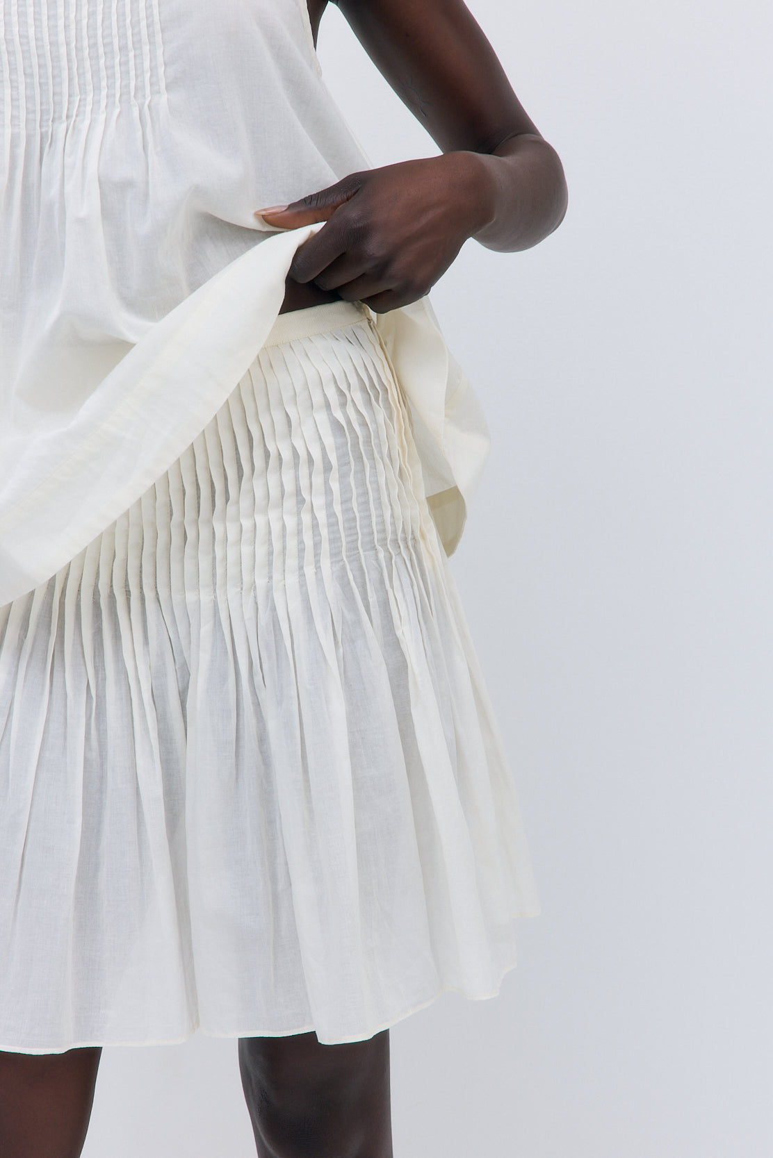 Semi Sheer Pleated Midi Skirt