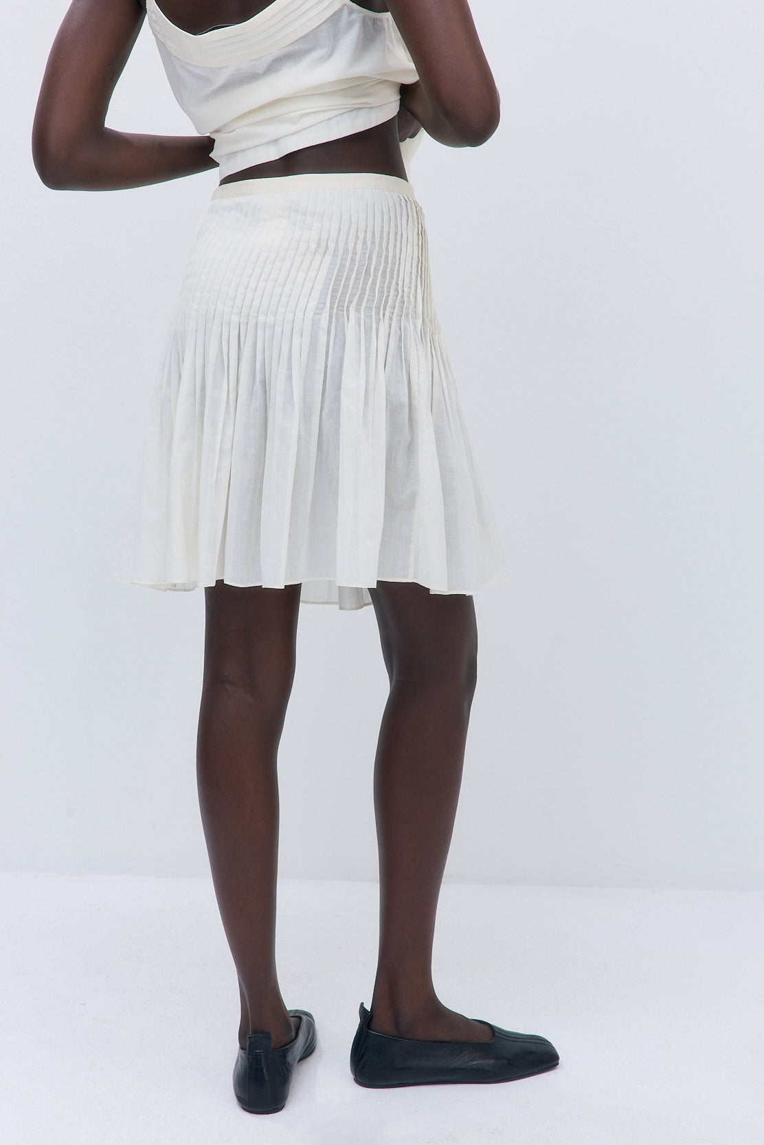 Semi Sheer Pleated Midi Skirt