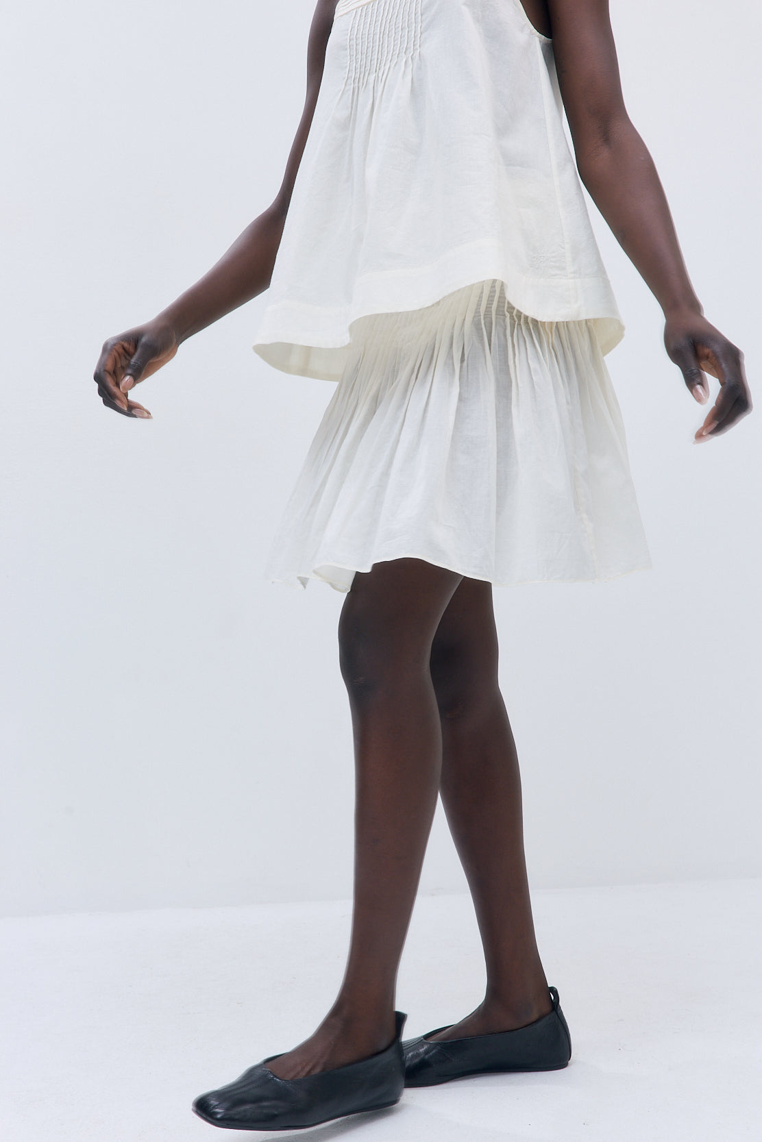 Semi Sheer Pleated Midi Skirt