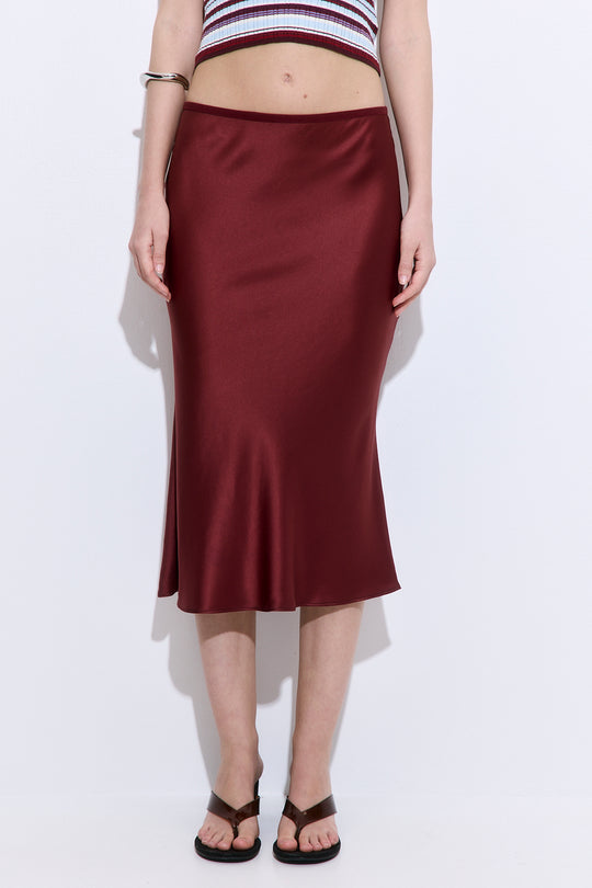 Satin Slip Midi Skirt