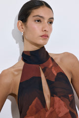Semi Sheer Collar Maxi Dress