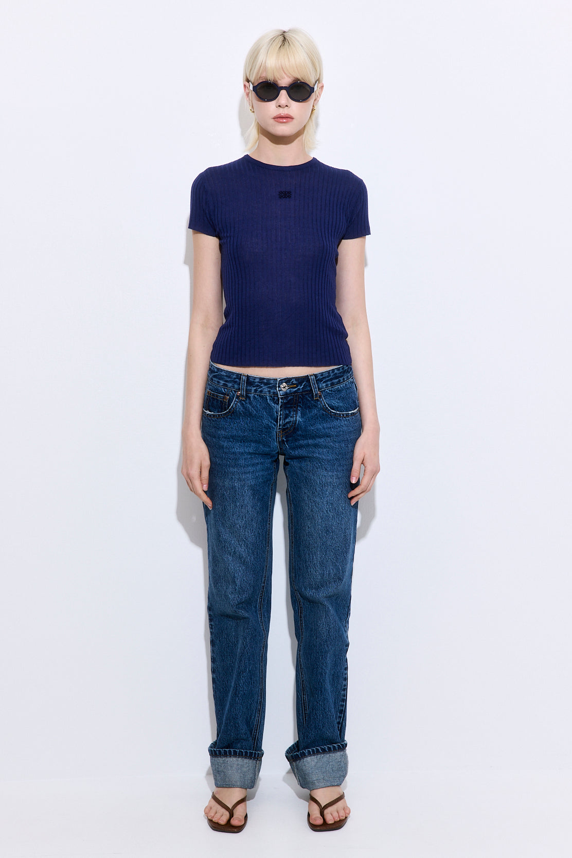 Sheer Ribbed Logo Top