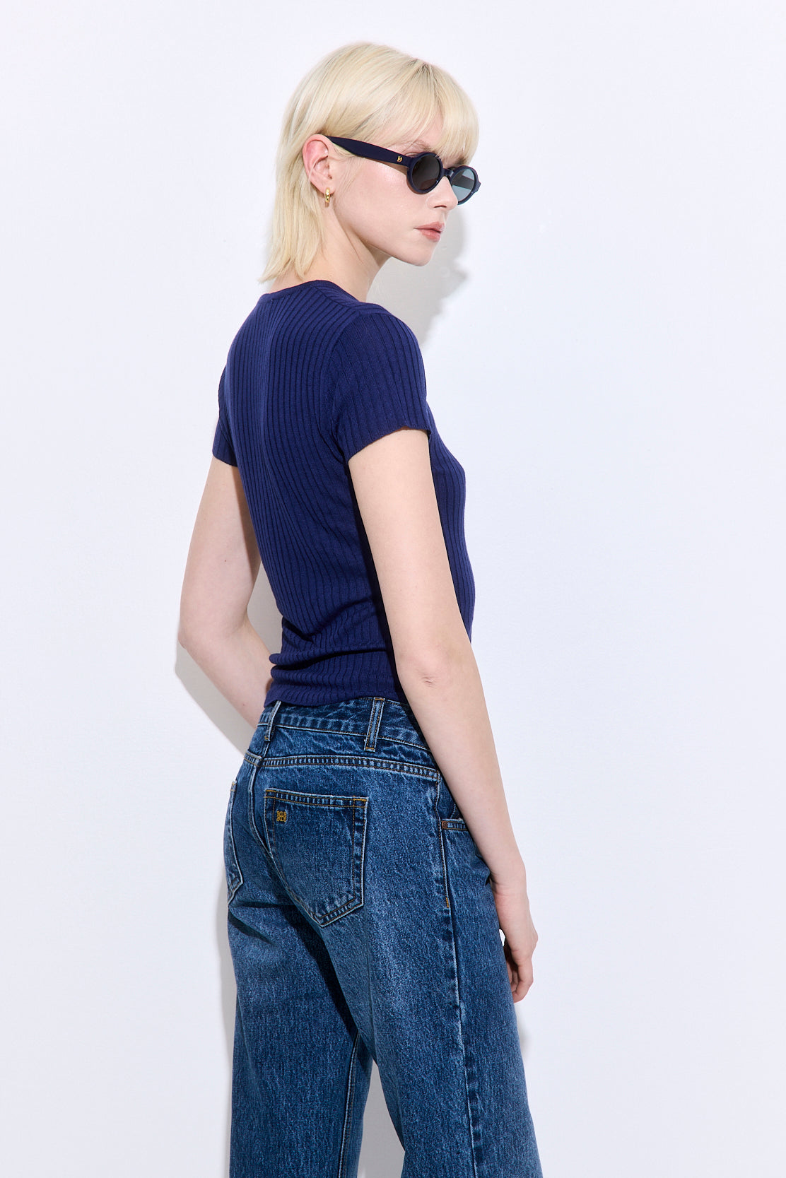 Sheer Ribbed Logo Top