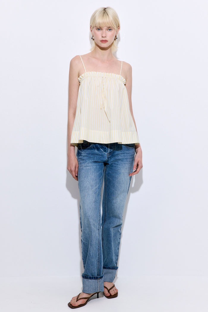 Ruffled Poplin Strappy Top