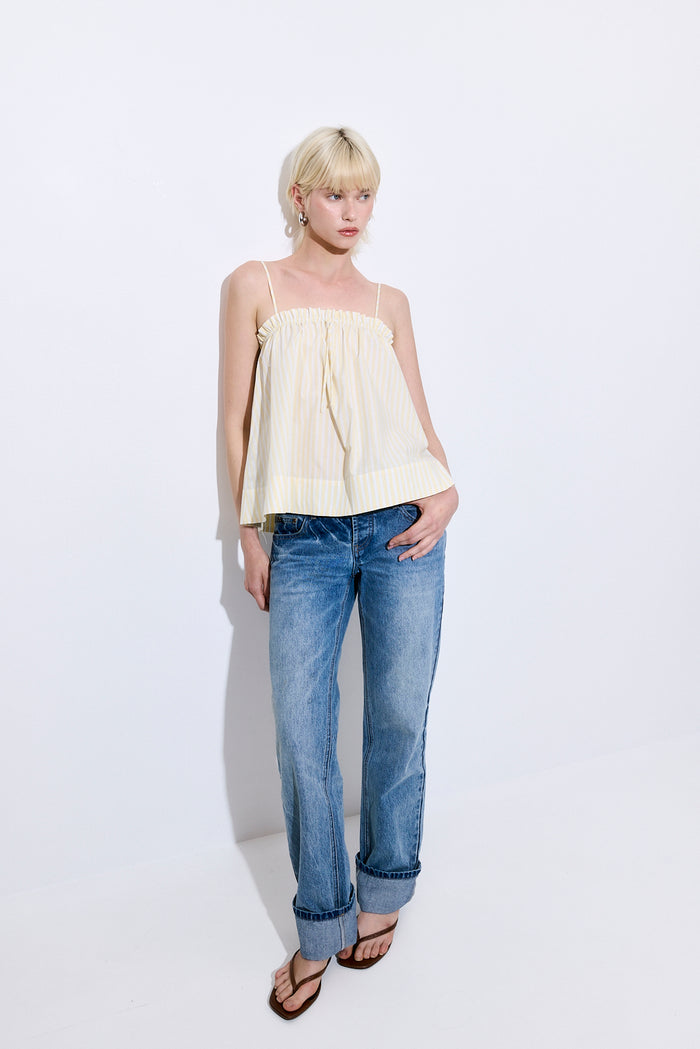 Ruffled Poplin Strappy Top