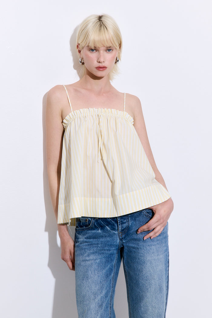 Ruffled Poplin Strappy Top