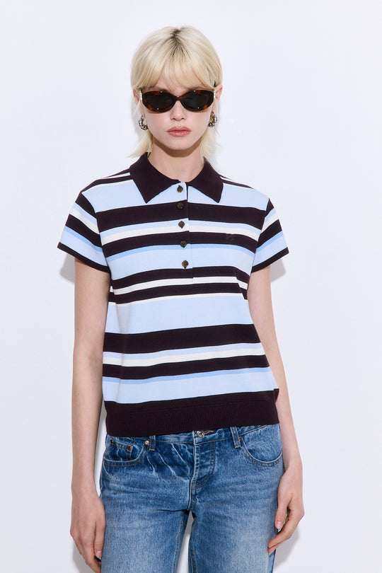 Short Sleeved Knitted Polo Shirt