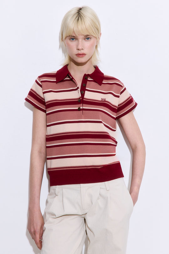 Short Sleeved Knitted Polo Shirt