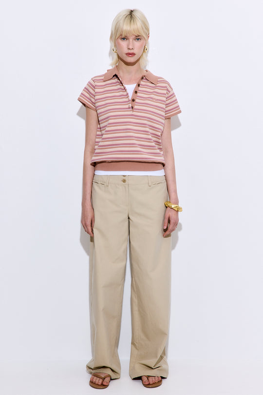 Short Sleeved Knitted Polo Shirt