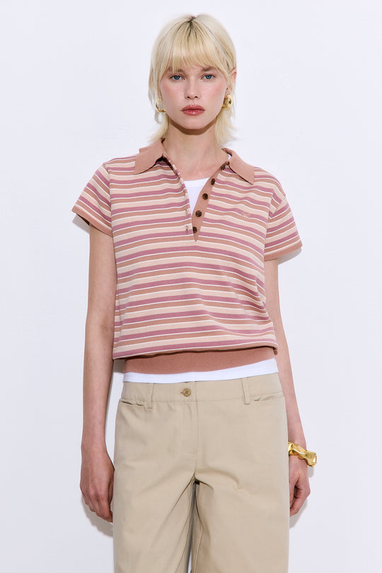 Short Sleeved Knitted Polo Shirt