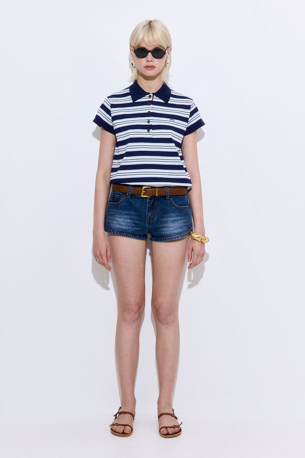 Short Sleeved Knitted Polo Shirt