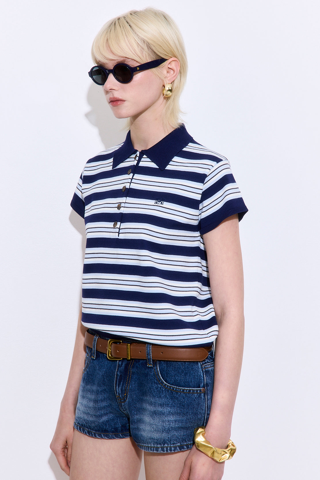 Short Sleeved Knitted Polo Shirt