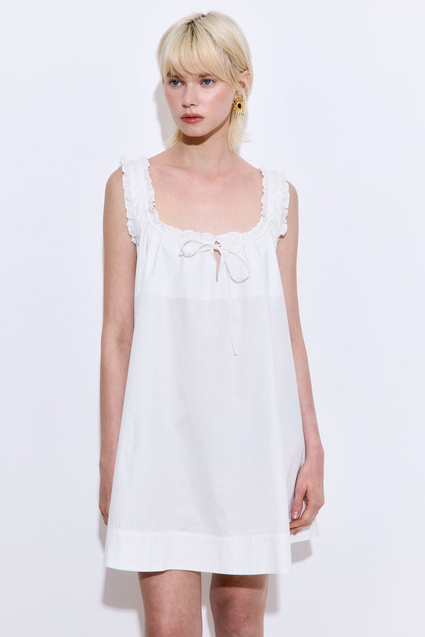 Ruffled Poplin Mini Dress