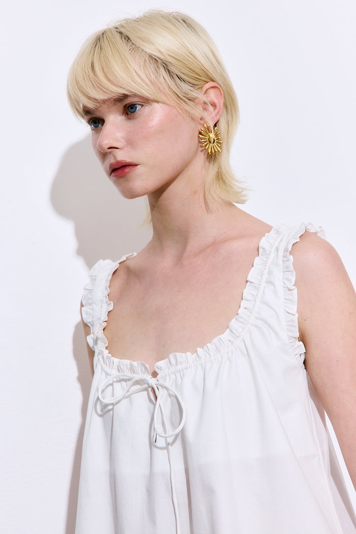 Ruffled Poplin Mini Dress