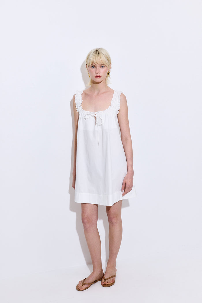 Ruffled Poplin Mini Dress