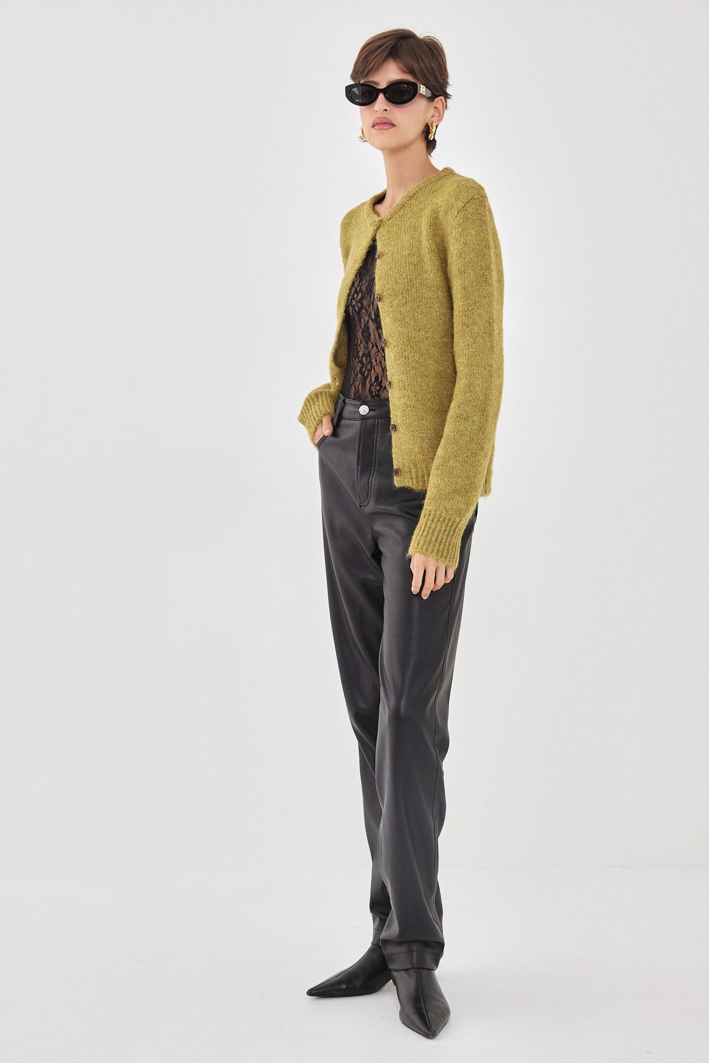 Vegan Leather Straight Pants - Dé Rococo