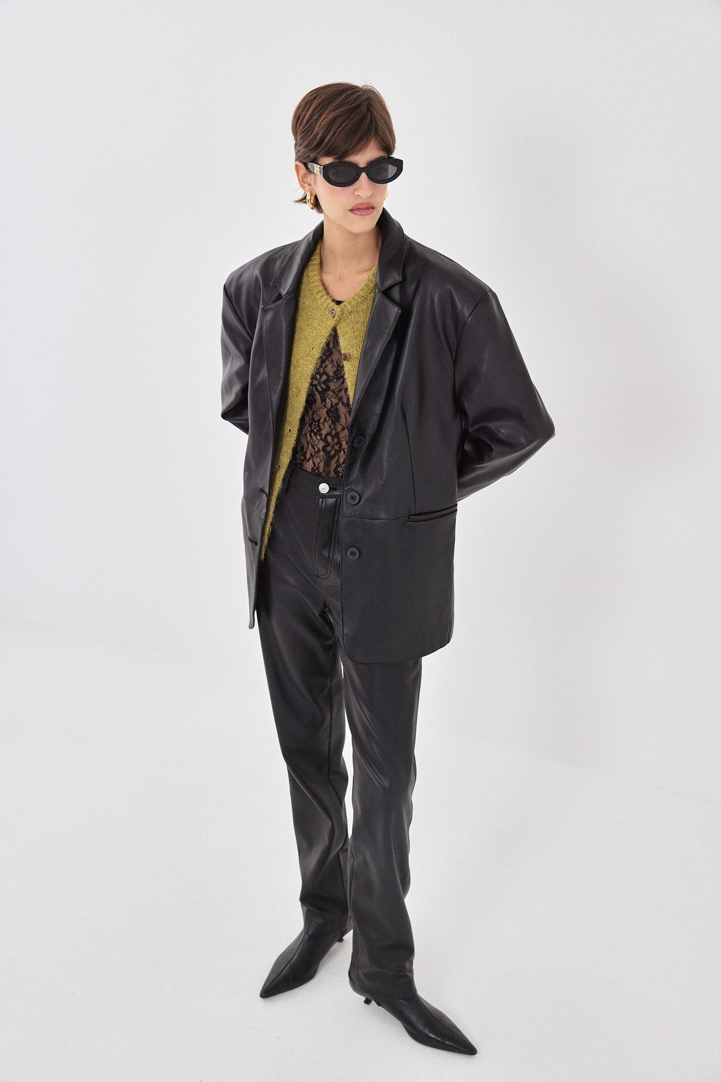Vegan Leather Straight Pants - Dé Rococo