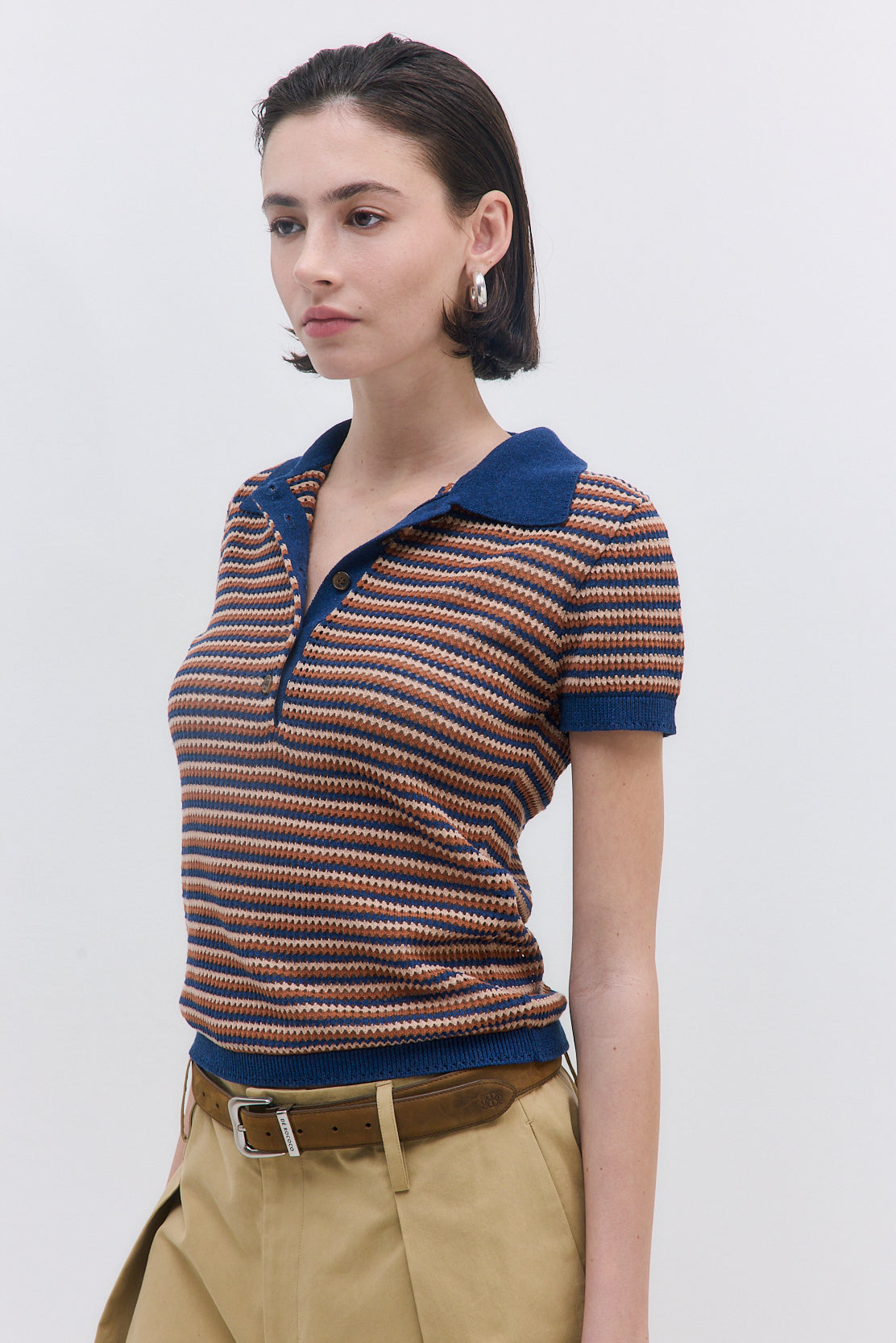 Striped Crochet Polo