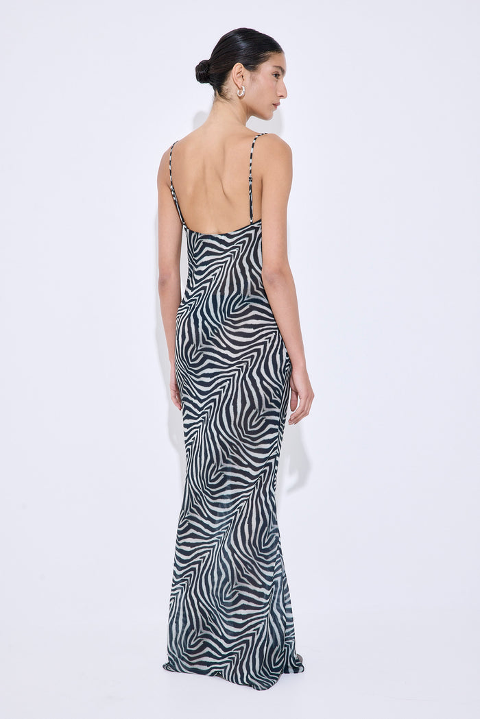 Semi Sheer Draped Maxi Dress