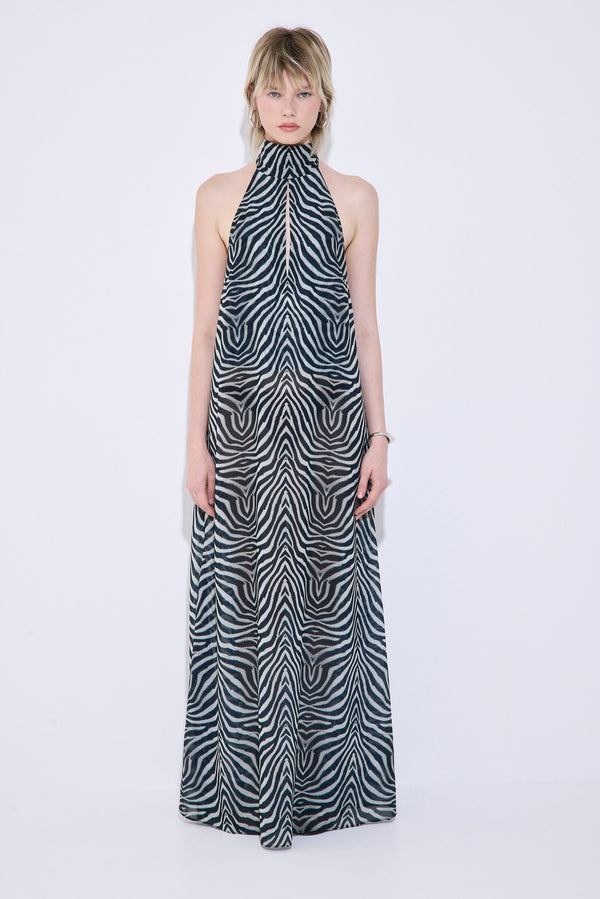 Semi Sheer Collar Maxi Dress