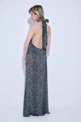 Semi Sheer Collar Maxi Dress