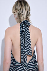 Semi Sheer Collar Maxi Dress