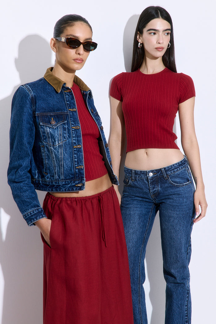 Ribbed Crew Neck Tee