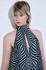 Semi Sheer Collar Maxi Dress