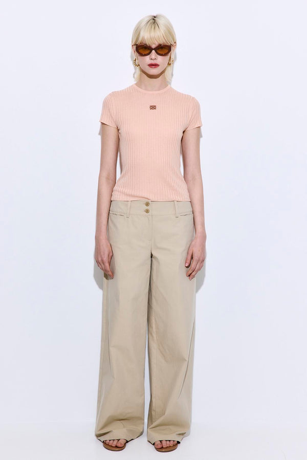 Sheer Ribbed Logo Top