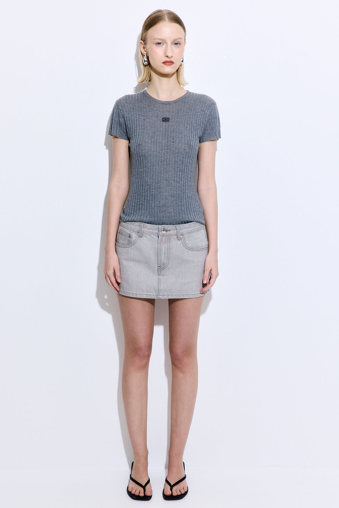 Sheer Ribbed Logo Top