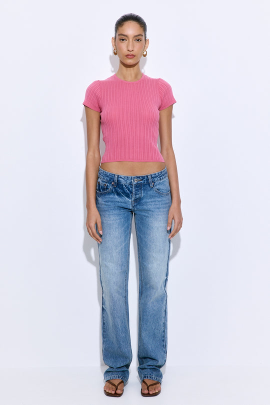 Ribbed Crew Neck Tee