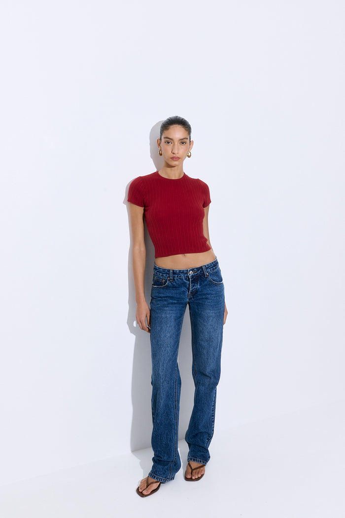 Ribbed Crew Neck Tee