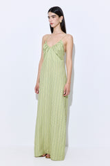 Gathered Neck Linen Maxi Dress