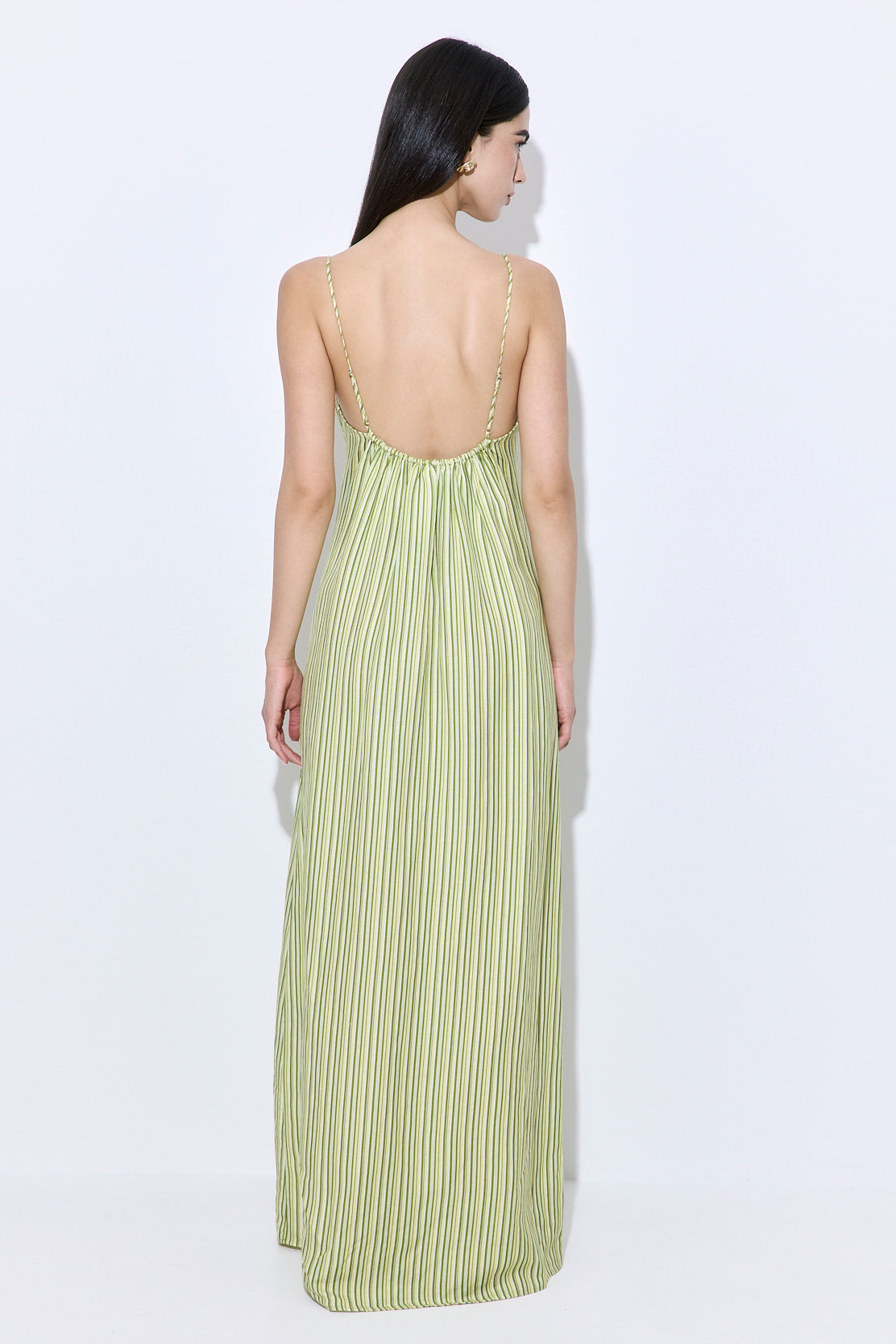 Gathered Neck Linen Maxi Dress