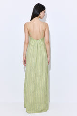 Gathered Neck Linen Maxi Dress