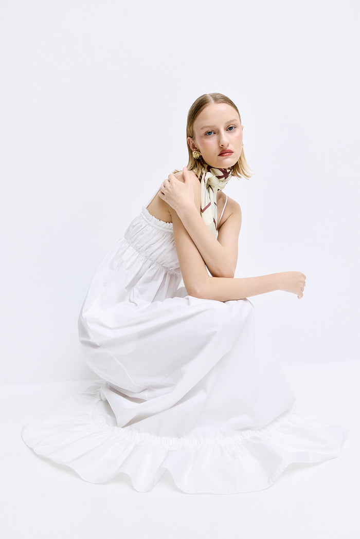 Ruffled Poplin Maxi Dress