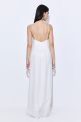 Gathered Neck Linen Maxi Dress